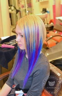 наращивание волос капсульное наращивание удлинение волос цветное мелирование цветные пряди