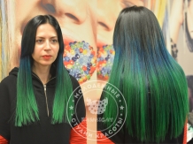 наращивание волос капсульное наращивание наращивание цветных волос омбре зеленые волосы
