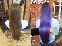Цветное мелирование волос в 3 цвета. Антоцианин фиолетовый