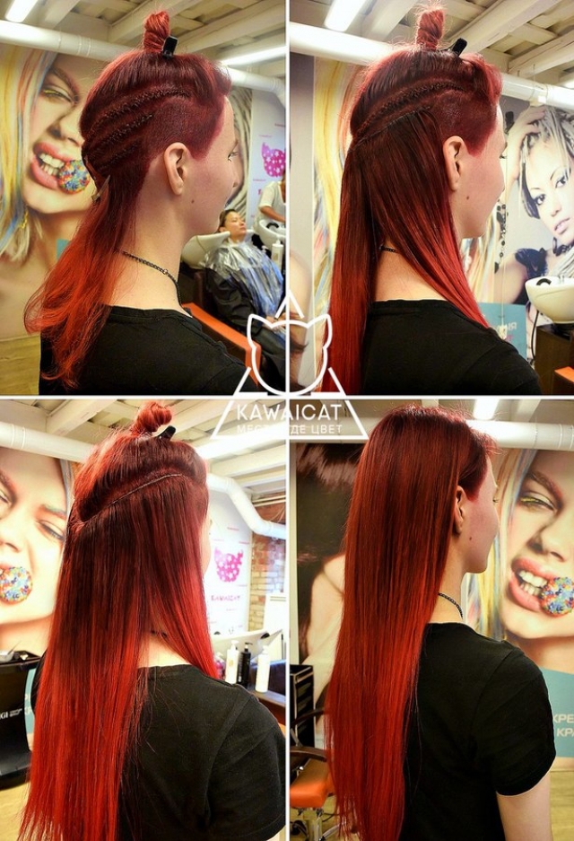 Яркие пряди на рыжих волосах (51 фото)