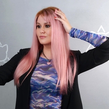 розовый парик из натуральных волос длинный